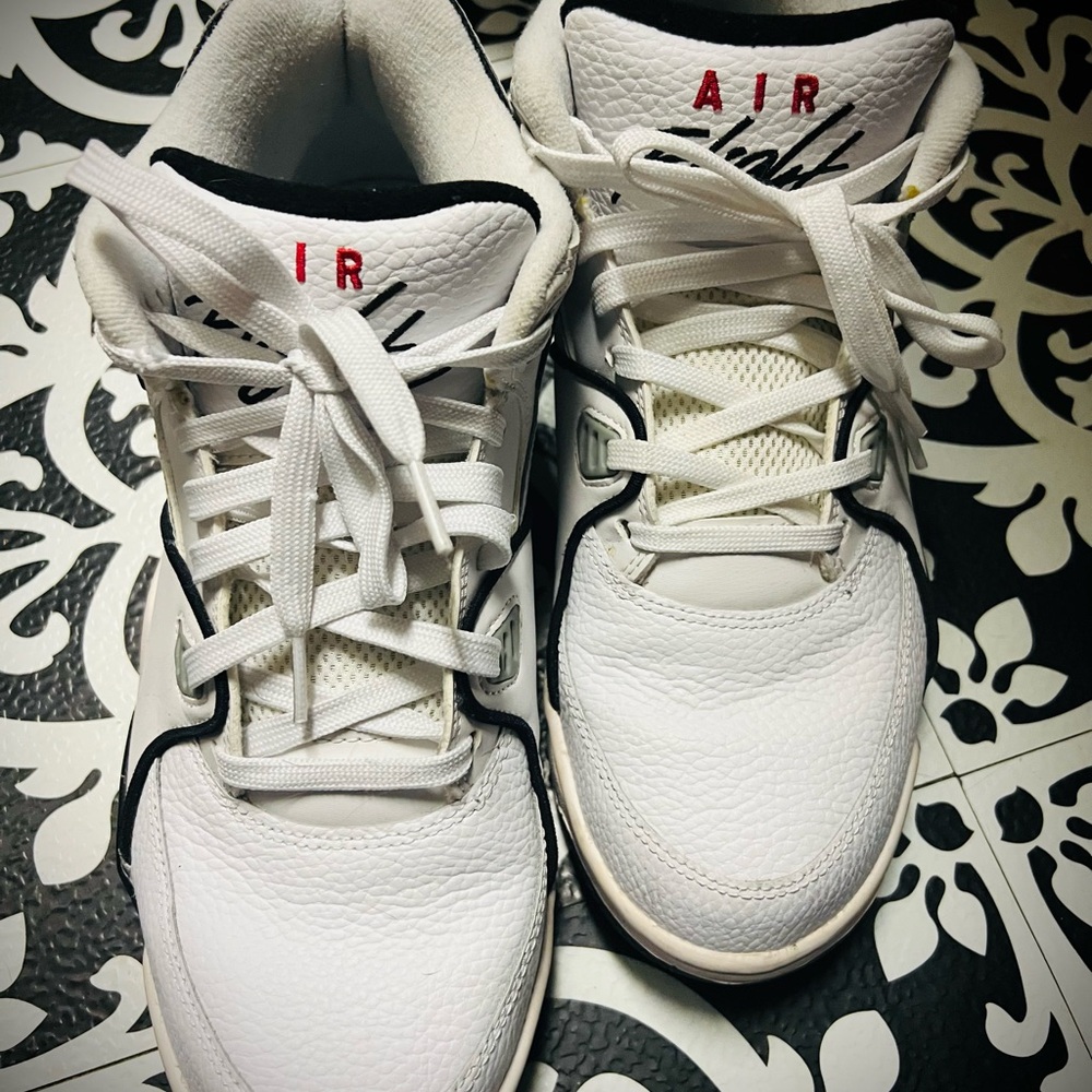 Nike Air Flight White Sneakers with Black Trim and Red Logo